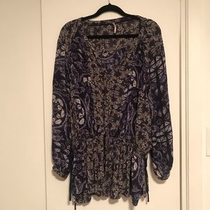 Free People Navy Print Tunic